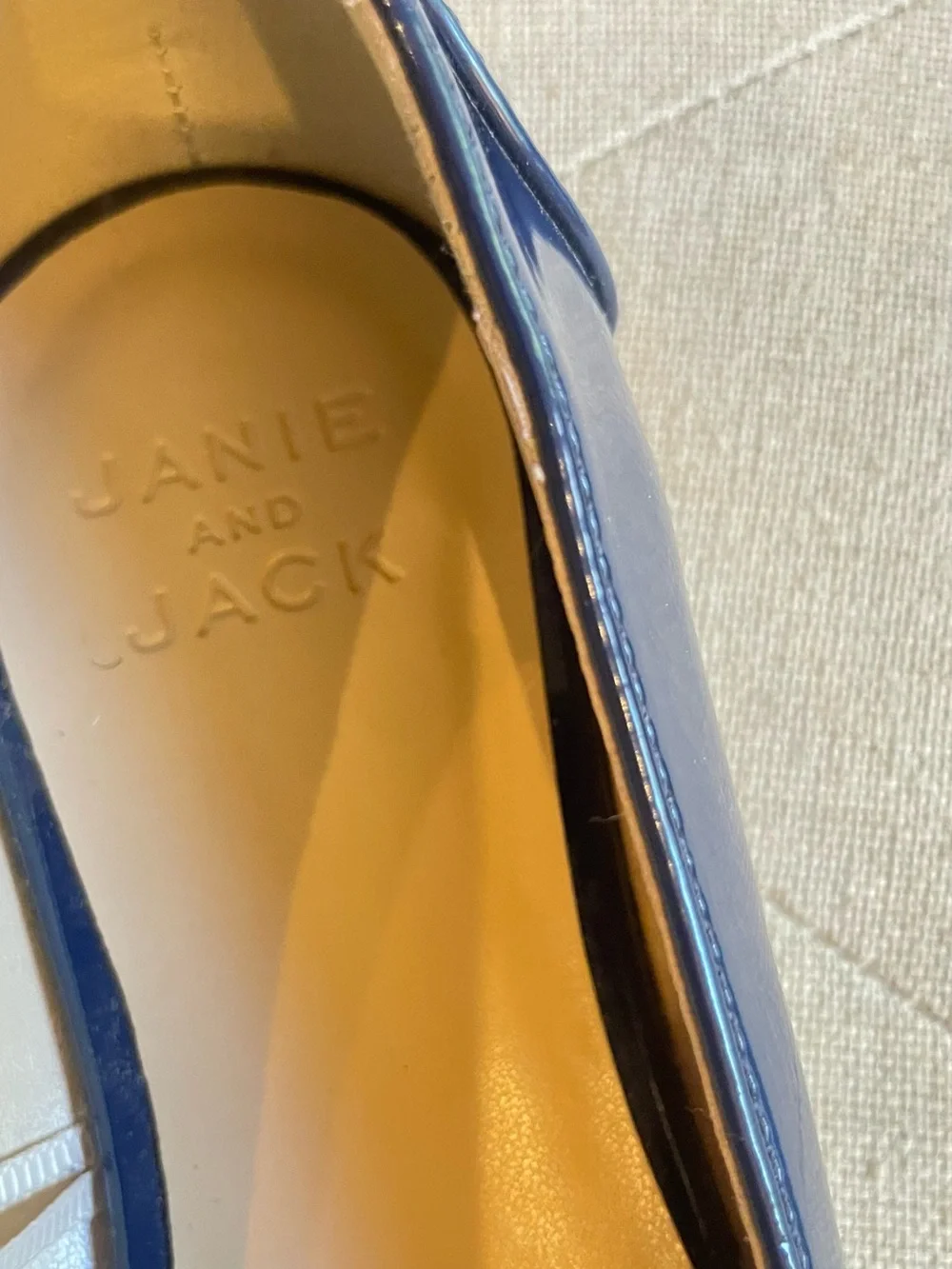 Janie and Jack Navy Patent Leather Ballet Flats with Gold Bit Detail Size 13 Gir